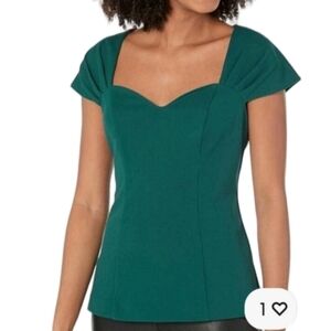 Trina Turk Uptown Cap Sleeve Blouse Greenwich Green